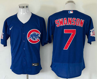 Men's Chicago Cubs #7 Dansby Swanson Blue Stitched MLB Flex Base Nike Jersey,We sell and wholesale Men's Chicago Cubs #7 Dansby Swanson Blue Stitched MLB Flex Base Nike Jersey on line form chian!